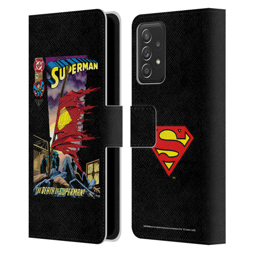 Superman DC Comics Famous Comic Book Covers Death Leather Book Wallet Case Cover For Samsung Galaxy A53 5G (2022)
