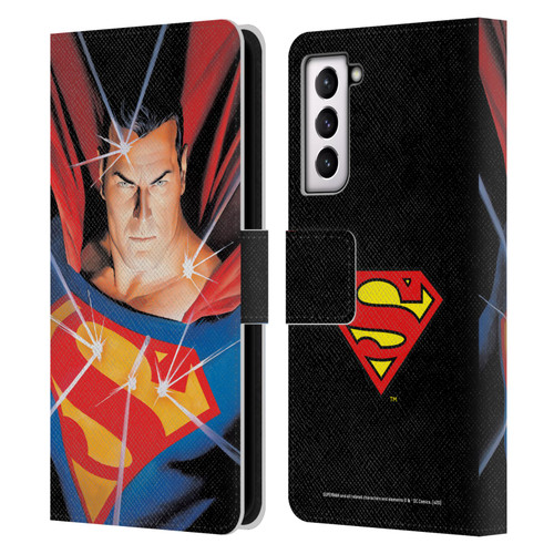 Superman DC Comics Famous Comic Book Covers Alex Ross Mythology Leather Book Wallet Case Cover For Samsung Galaxy S21 5G