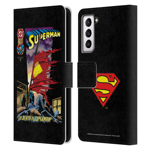 Superman DC Comics Famous Comic Book Covers Death Leather Book Wallet Case Cover For Samsung Galaxy S21 5G