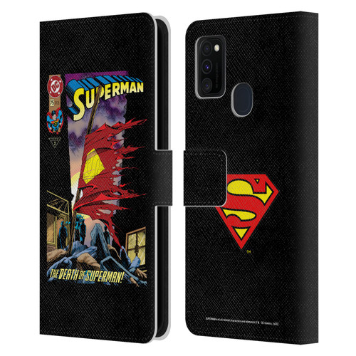 Superman DC Comics Famous Comic Book Covers Death Leather Book Wallet Case Cover For Samsung Galaxy M30s (2019)/M21 (2020)