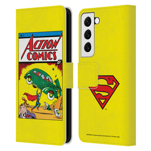 Superman DC Comics Famous Comic Book Covers Action Comics 1 Leather Book Wallet Case Cover For Samsung Galaxy S22 5G