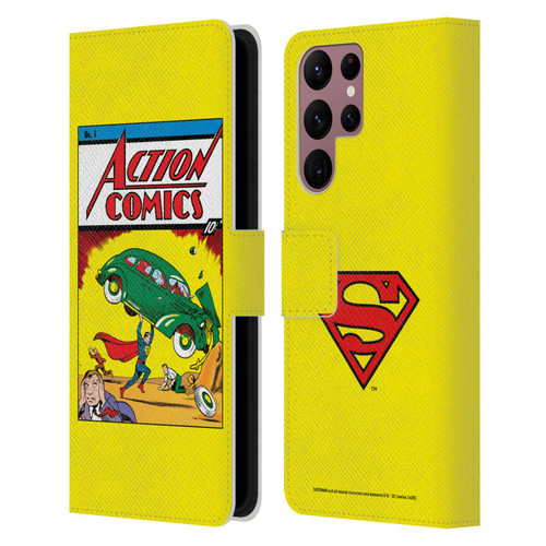 Superman DC Comics Famous Comic Book Covers Action Comics 1 Leather Book Wallet Case Cover For Samsung Galaxy S22 Ultra 5G