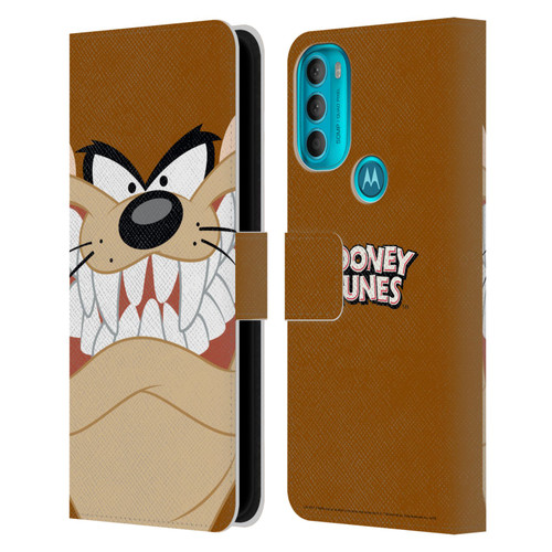 Looney Tunes Full Face Tasmanian Devil Leather Book Wallet Case Cover For Motorola Moto G71 5G