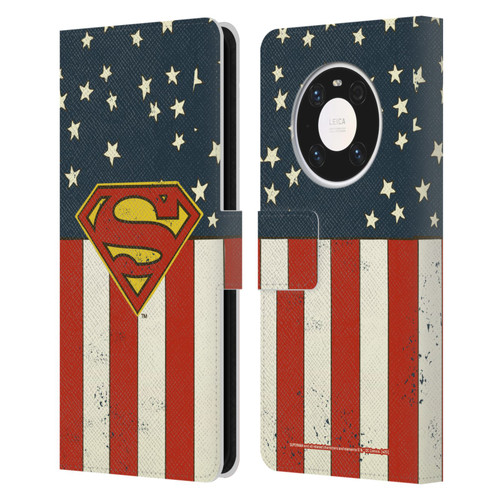 Superman DC Comics Logos U.S. Flag Leather Book Wallet Case Cover For Huawei Mate 40 Pro 5G