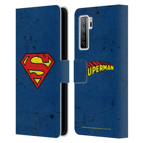 Superman DC Comics Logos Distressed Leather Book Wallet Case Cover For Huawei Nova 7 SE/P40 Lite 5G