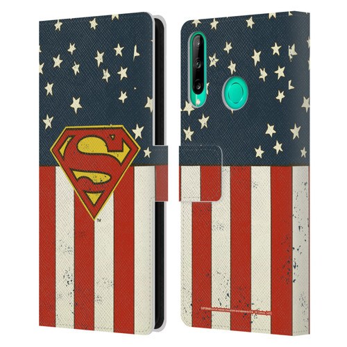 Superman DC Comics Logos U.S. Flag Leather Book Wallet Case Cover For Huawei P40 lite E