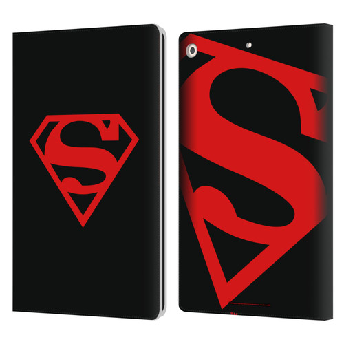 Superman DC Comics Logos Black And Red Leather Book Wallet Case Cover For Apple iPad 10.2 2019/2020/2021