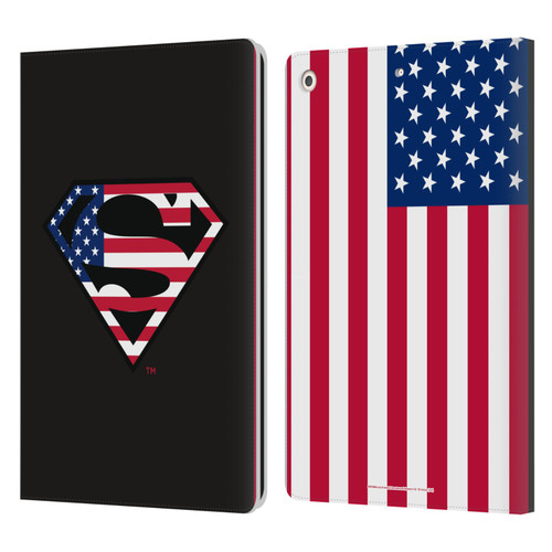 Superman DC Comics Logos U.S. Flag 2 Leather Book Wallet Case Cover For Apple iPad 10.2 2019/2020/2021