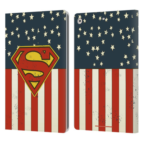 Superman DC Comics Logos U.S. Flag Leather Book Wallet Case Cover For Apple iPad 10.2 2019/2020/2021