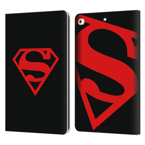 Superman DC Comics Logos Black And Red Leather Book Wallet Case Cover For Apple iPad 9.7 2017 / iPad 9.7 2018