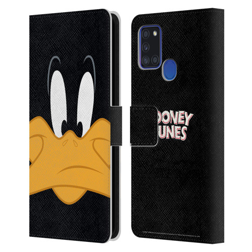 Looney Tunes Full Face Daffy Duck Leather Book Wallet Case Cover For Samsung Galaxy A21s (2020)