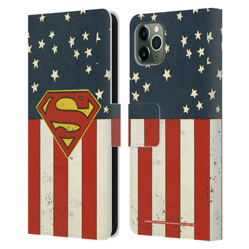 Superman DC Comics Logos U.S. Flag Leather Book Wallet Case Cover For Apple iPhone 11 Pro Max