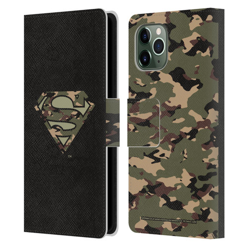 Superman DC Comics Logos Camouflage Leather Book Wallet Case Cover For Apple iPhone 11 Pro