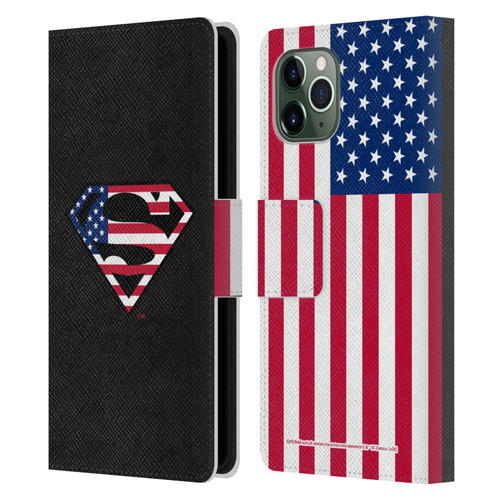 Superman DC Comics Logos U.S. Flag 2 Leather Book Wallet Case Cover For Apple iPhone 11 Pro