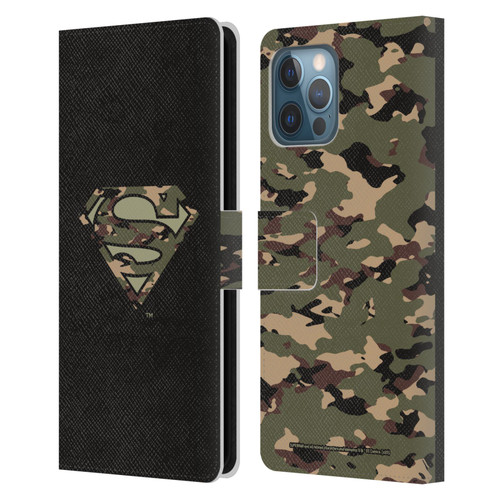 Superman DC Comics Logos Camouflage Leather Book Wallet Case Cover For Apple iPhone 12 Pro Max