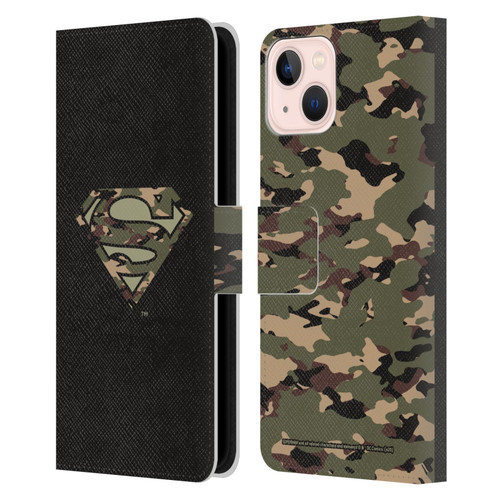 Superman DC Comics Logos Camouflage Leather Book Wallet Case Cover For Apple iPhone 13