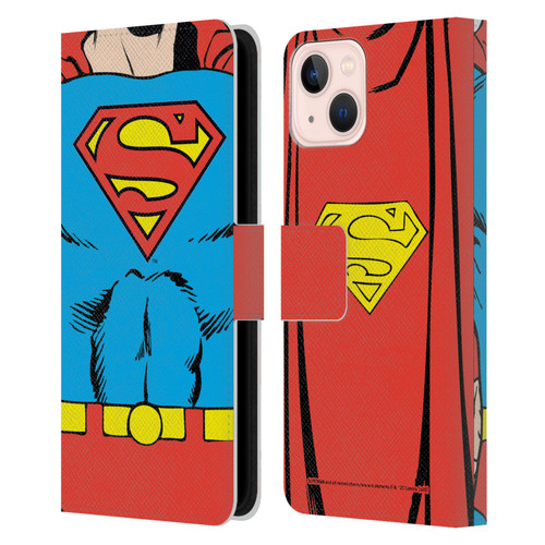 Superman DC Comics Logos Classic Costume Leather Book Wallet Case Cover For Apple iPhone 13