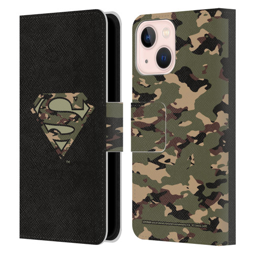 Superman DC Comics Logos Camouflage Leather Book Wallet Case Cover For Apple iPhone 13 Mini