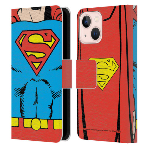 Superman DC Comics Logos Classic Costume Leather Book Wallet Case Cover For Apple iPhone 13 Mini