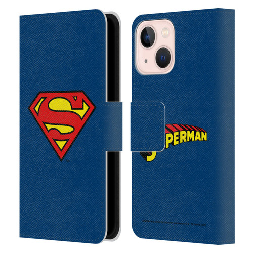 Superman DC Comics Logos Classic Leather Book Wallet Case Cover For Apple iPhone 13 Mini