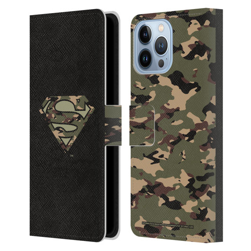 Superman DC Comics Logos Camouflage Leather Book Wallet Case Cover For Apple iPhone 13 Pro Max