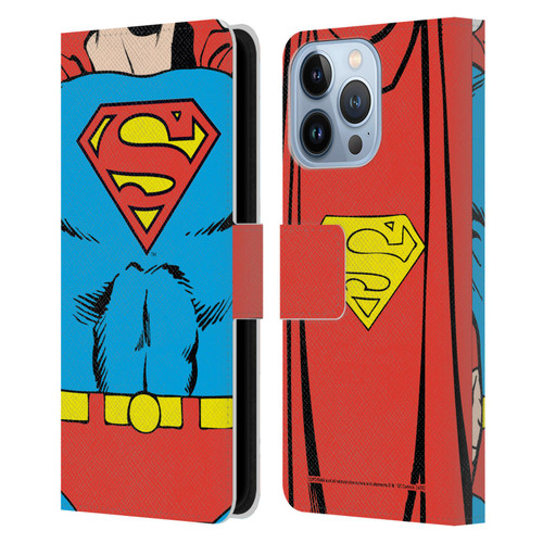 Superman DC Comics Logos Classic Costume Leather Book Wallet Case Cover For Apple iPhone 13 Pro