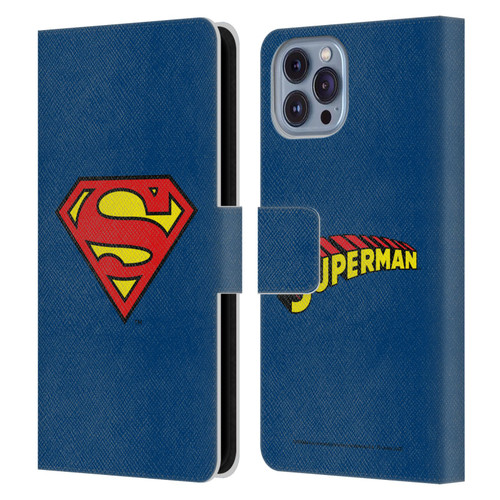 Superman DC Comics Logos Classic Leather Book Wallet Case Cover For Apple iPhone 14
