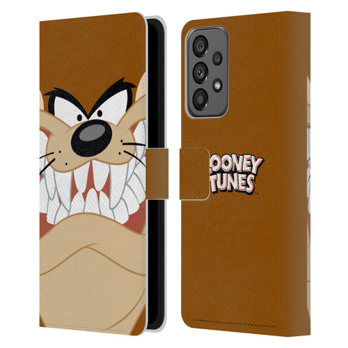 Looney Tunes Full Face Tasmanian Devil Leather Book Wallet Case Cover For Samsung Galaxy A73 5G (2022)