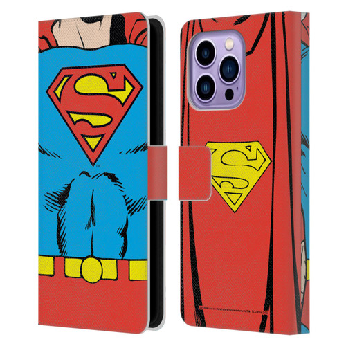 Superman DC Comics Logos Classic Costume Leather Book Wallet Case Cover For Apple iPhone 14 Pro Max