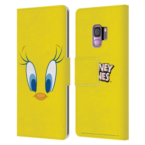 Looney Tunes Full Face Tweety Leather Book Wallet Case Cover For Samsung Galaxy S9