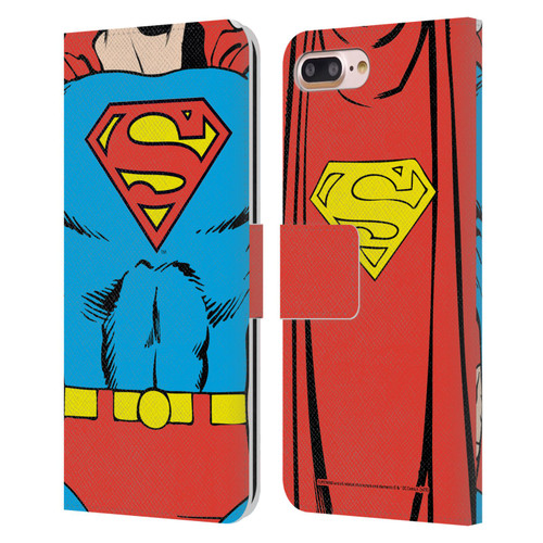 Superman DC Comics Logos Classic Costume Leather Book Wallet Case Cover For Apple iPhone 7 Plus / iPhone 8 Plus