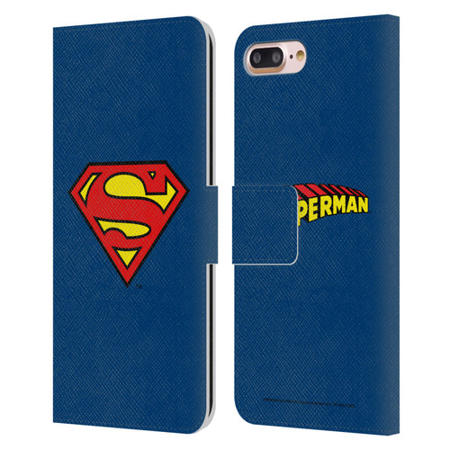 Superman DC Comics Logos Classic Leather Book Wallet Case Cover For Apple iPhone 7 Plus / iPhone 8 Plus