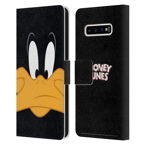 Looney Tunes Full Face Daffy Duck Leather Book Wallet Case Cover For Samsung Galaxy S10+ / S10 Plus