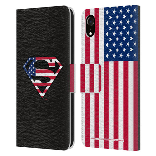 Superman DC Comics Logos U.S. Flag 2 Leather Book Wallet Case Cover For Apple iPhone XR