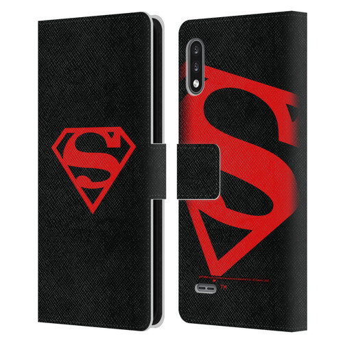 Superman DC Comics Logos Black And Red Leather Book Wallet Case Cover For LG K22