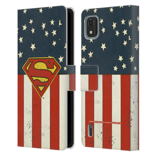 Superman DC Comics Logos U.S. Flag Leather Book Wallet Case Cover For Nokia C2 2nd Edition