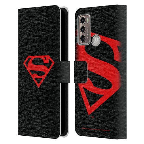 Superman DC Comics Logos Black And Red Leather Book Wallet Case Cover For Motorola Moto G60 / Moto G40 Fusion