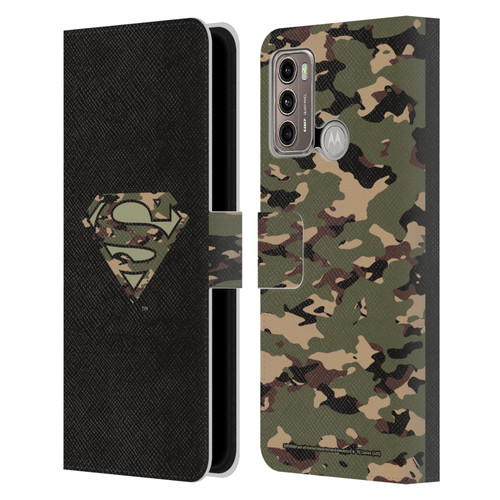 Superman DC Comics Logos Camouflage Leather Book Wallet Case Cover For Motorola Moto G60 / Moto G40 Fusion
