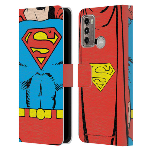 Superman DC Comics Logos Classic Costume Leather Book Wallet Case Cover For Motorola Moto G60 / Moto G40 Fusion