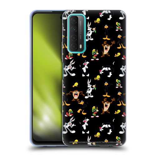 Looney Tunes Patterns Black Soft Gel Case for Huawei P Smart (2021)