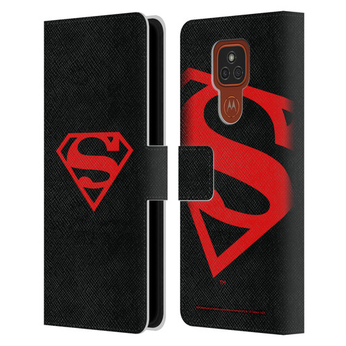 Superman DC Comics Logos Black And Red Leather Book Wallet Case Cover For Motorola Moto E7 Plus