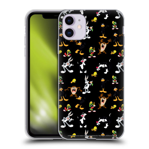 Looney Tunes Patterns Black Soft Gel Case for Apple iPhone 11