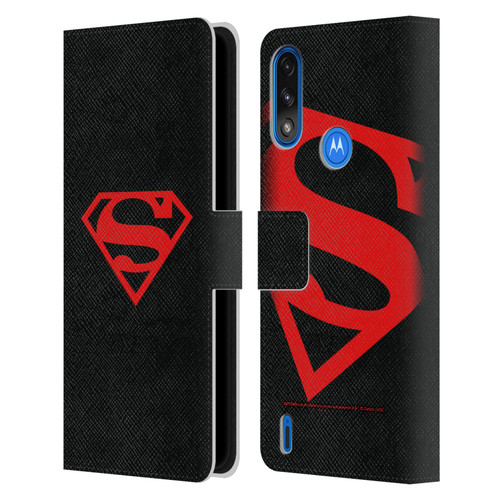 Superman DC Comics Logos Black And Red Leather Book Wallet Case Cover For Motorola Moto E7 Power / Moto E7i Power