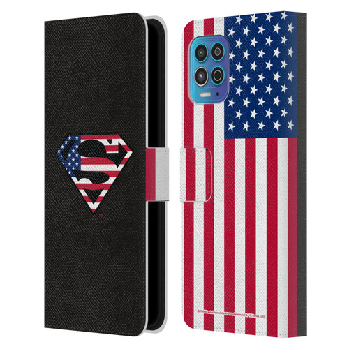 Superman DC Comics Logos U.S. Flag 2 Leather Book Wallet Case Cover For Motorola Moto G100
