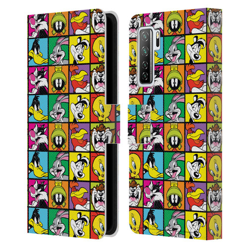 Looney Tunes Patterns Tiles Leather Book Wallet Case Cover For Huawei Nova 7 SE/P40 Lite 5G