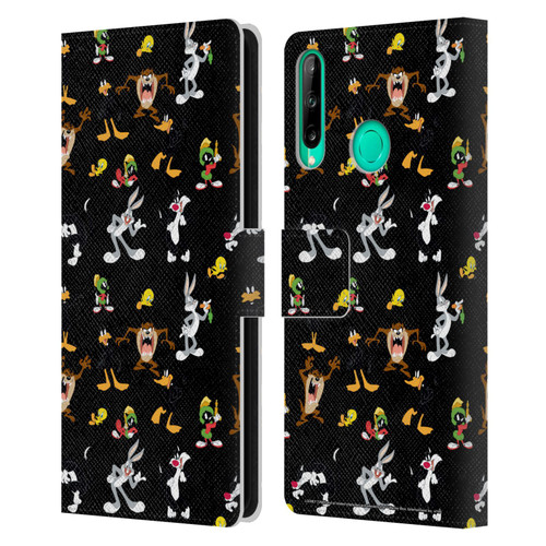 Looney Tunes Patterns Black Leather Book Wallet Case Cover For Huawei P40 lite E