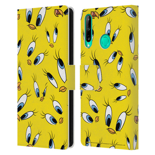 Looney Tunes Patterns Tweety Leather Book Wallet Case Cover For Huawei P40 lite E