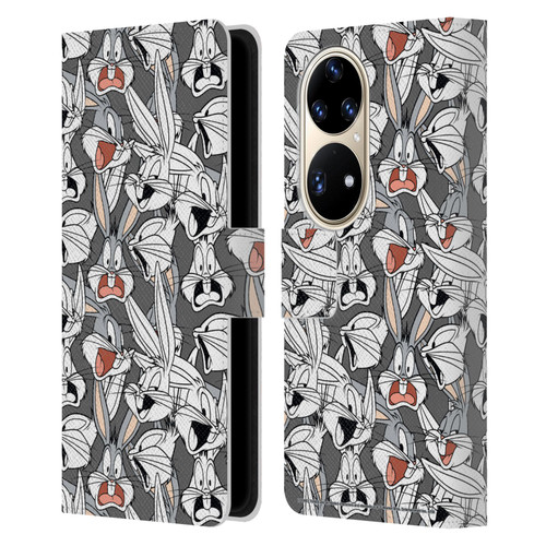 Looney Tunes Patterns Bugs Bunny Leather Book Wallet Case Cover For Huawei P50 Pro