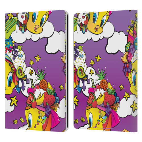 Looney Tunes Patterns Tweety Purple Leather Book Wallet Case Cover For Apple iPad 10.2 2019/2020/2021