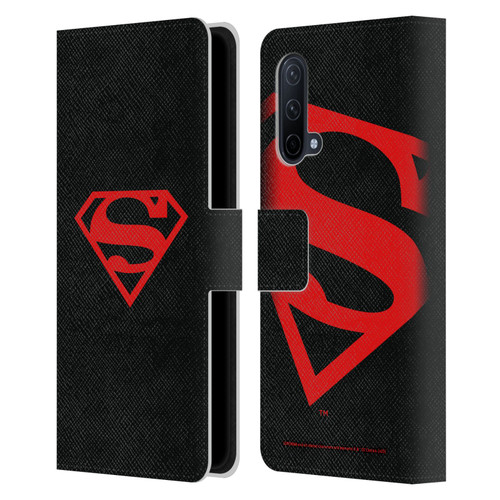 Superman DC Comics Logos Black And Red Leather Book Wallet Case Cover For OnePlus Nord CE 5G